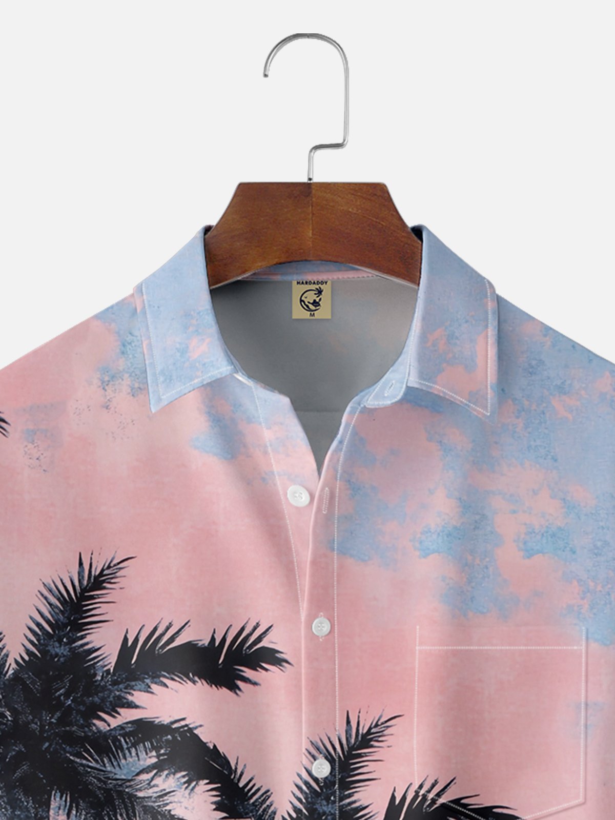 Moisture-wicking Palm Tree Chest Pocket Hawaiian Shirt