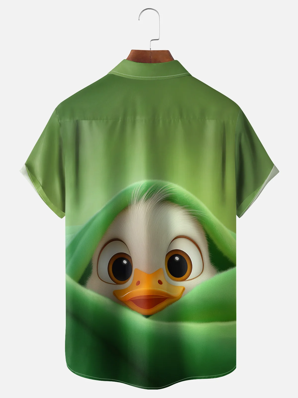 Moisture-wicking Cartoon Duck Chest Pocket Hawaiian Shirt