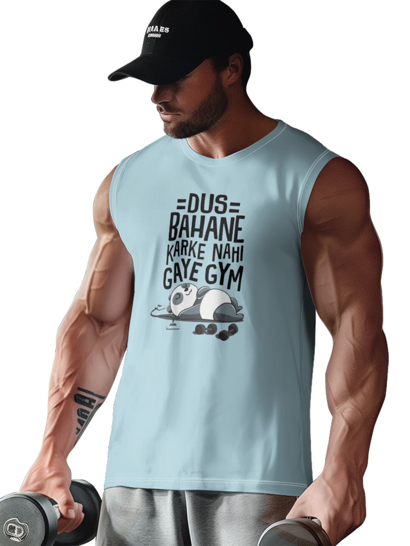 Mens Crewneck Tank Tops Gym Panda Beach Sleeveless Shirt