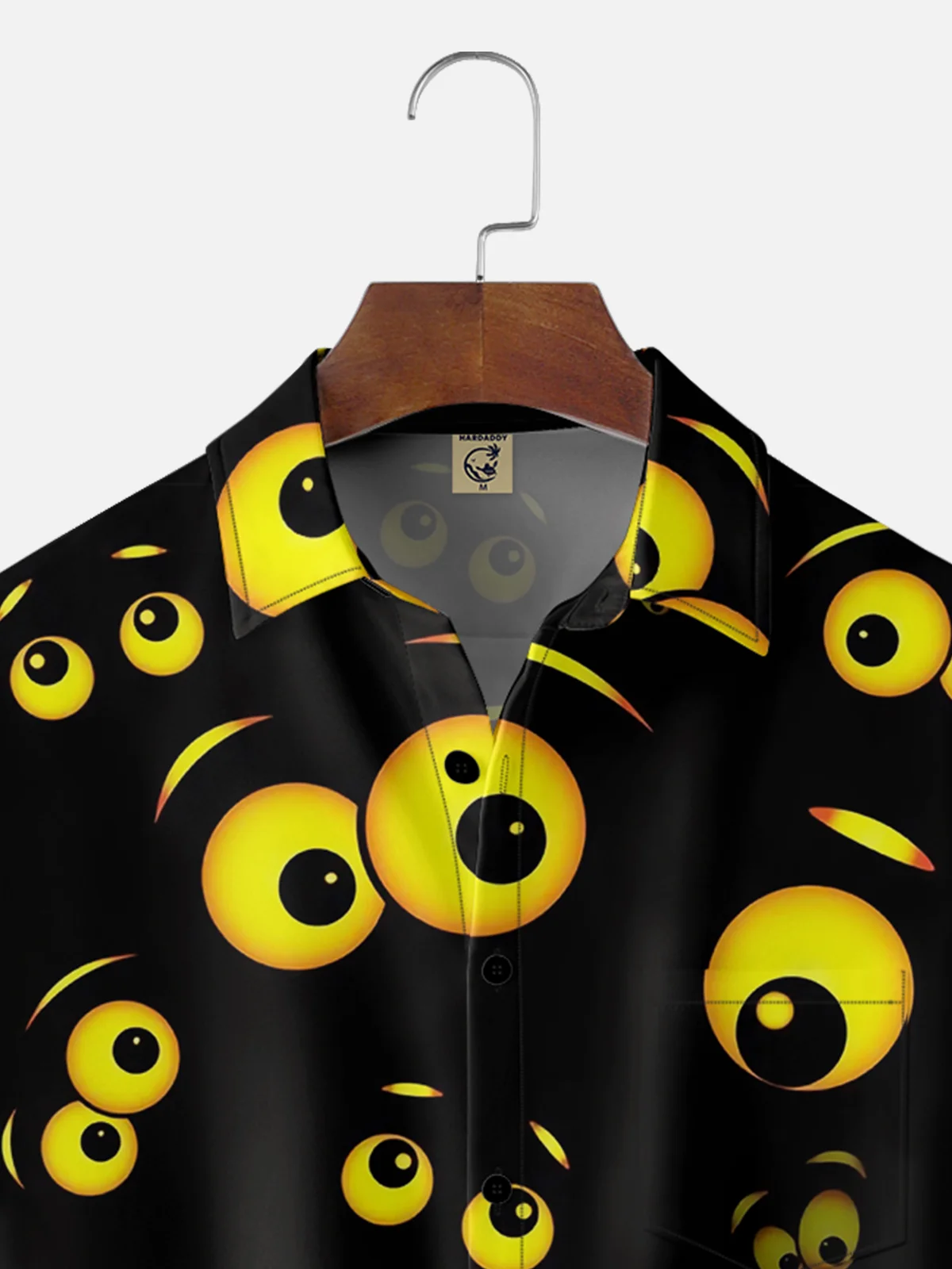 Moisture-wicking Cartoon Eyes Chest Pocket Casual Shirt