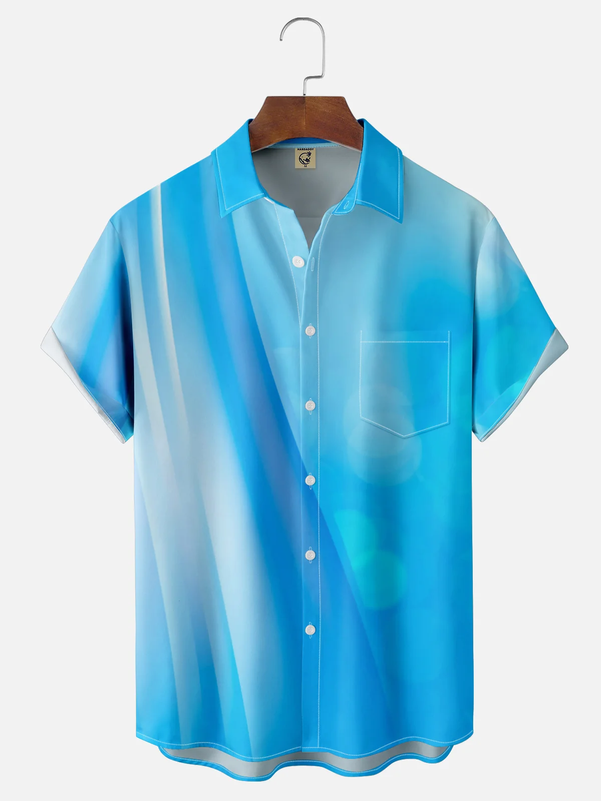 Moisture-wicking Gradient Color Chest Pocket Casual Shirt