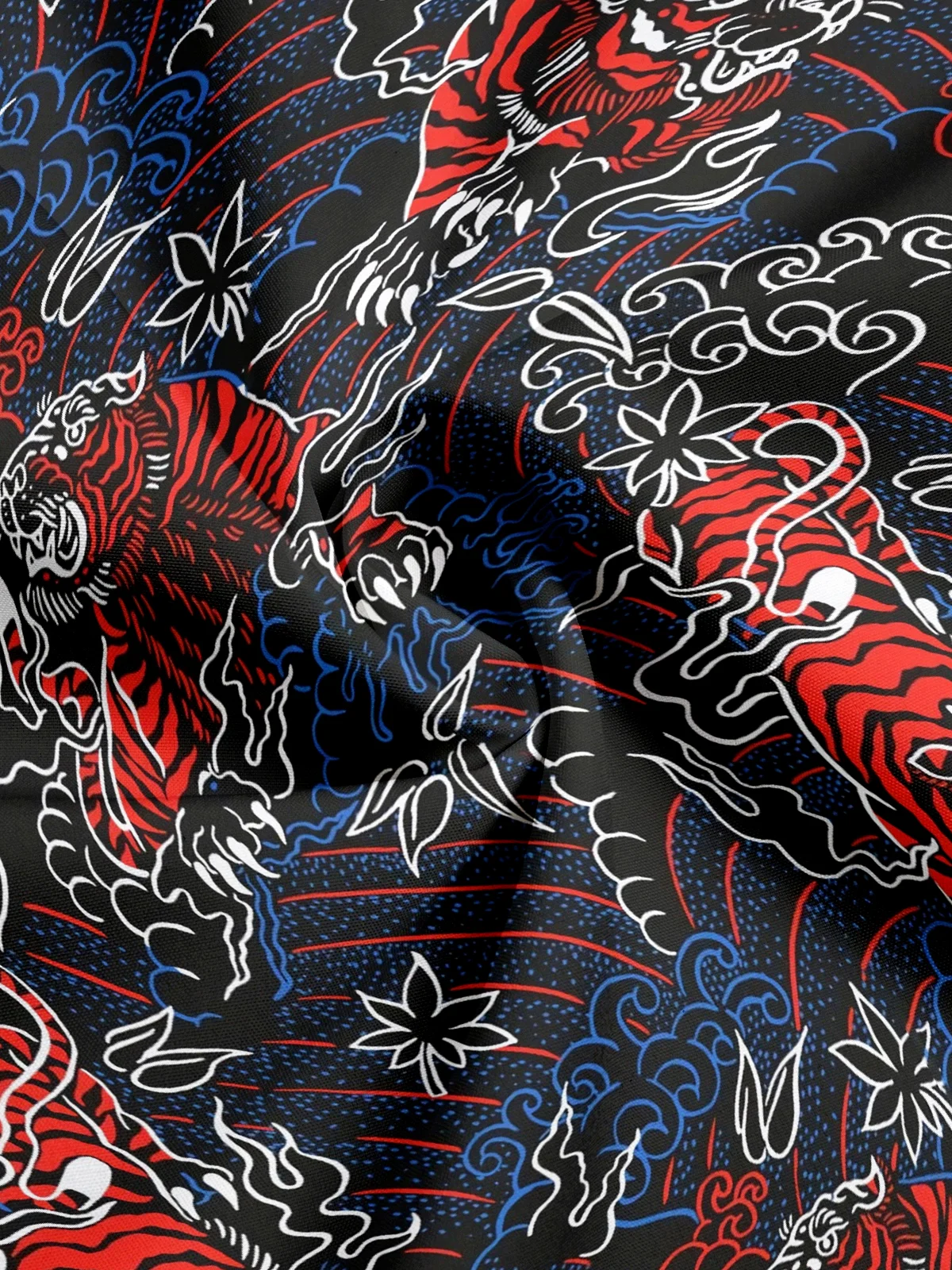 Moisture Wicking Plant Tiger Chest pocket Hawaiian Shirt