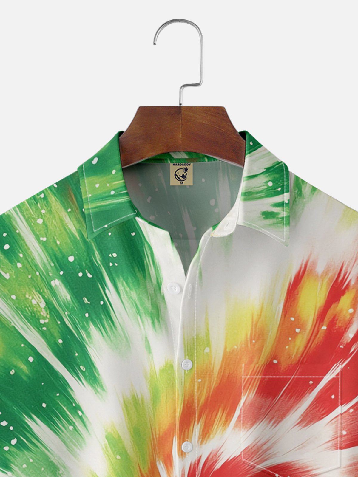 Moisture-wicking Hippie Tie Dye Pattern Chest Pocket Casual Shirt
