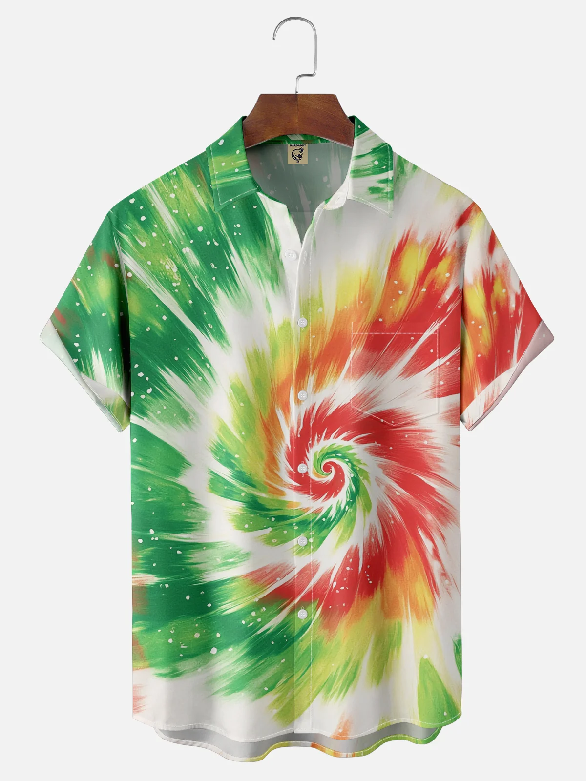 Moisture-wicking Hippie Tie Dye Pattern Chest Pocket Casual Shirt