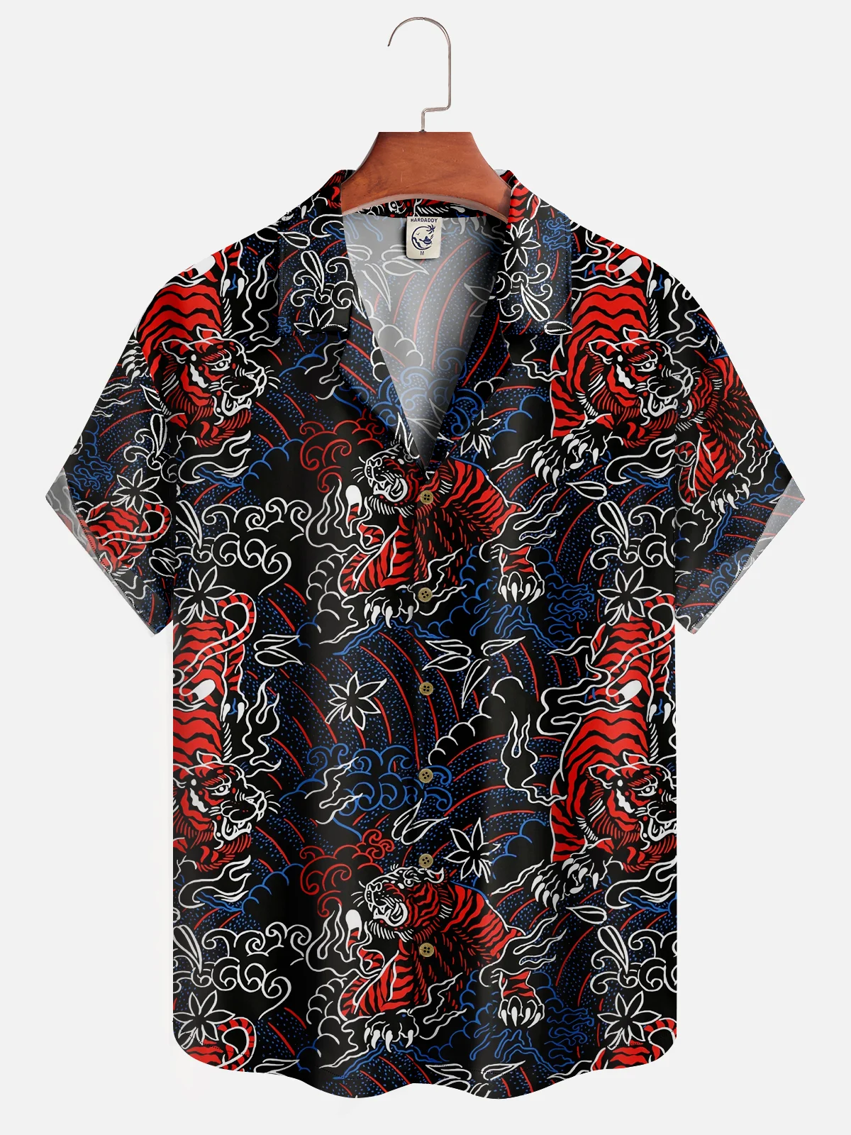 Moisture Wicking Plant Tiger Chest pocket Hawaiian Shirt