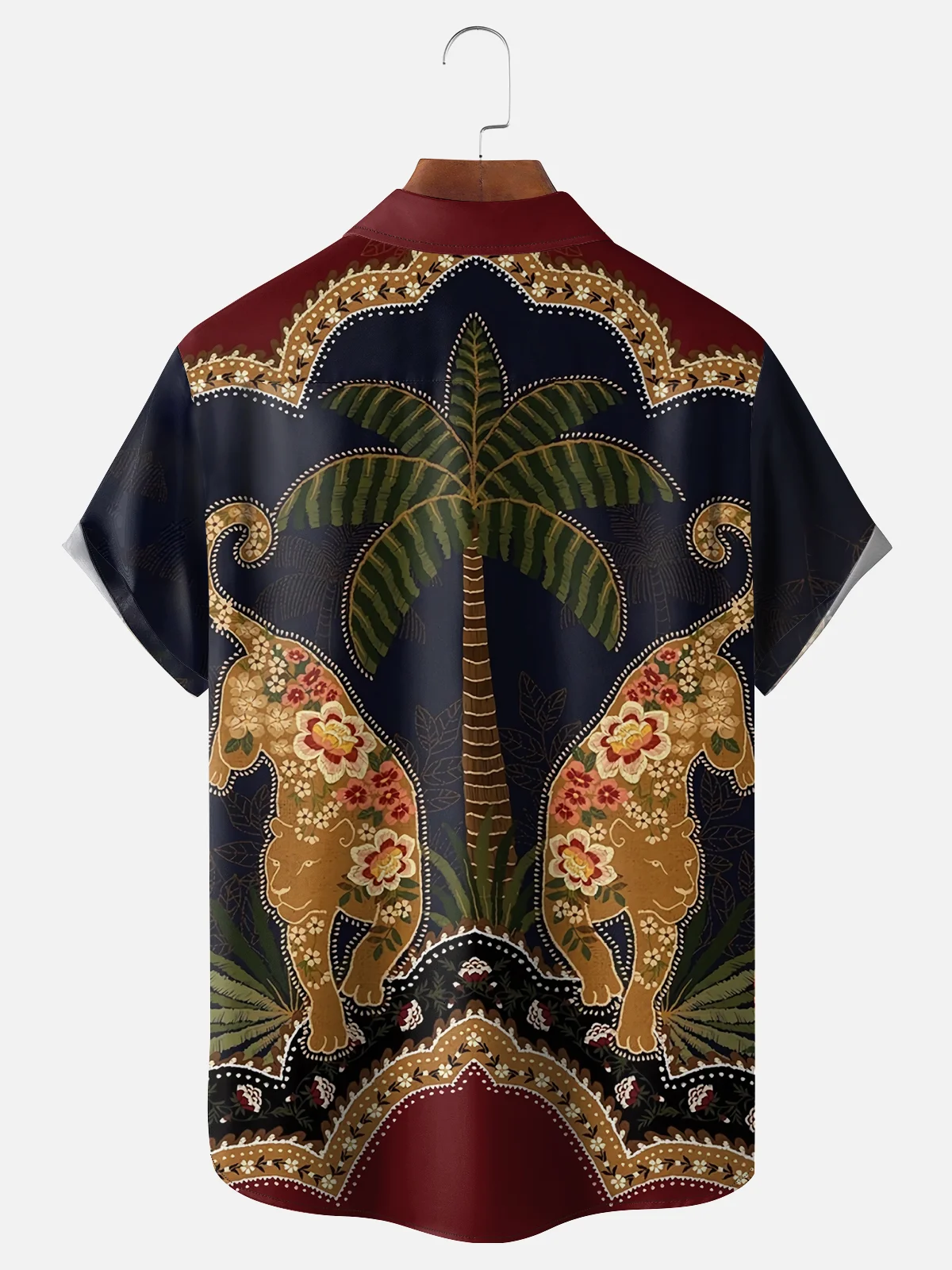 Moisture-wicking Classic Retro Art Leopard Print Avant-garde Chest Pocket Hawaiian Shirt