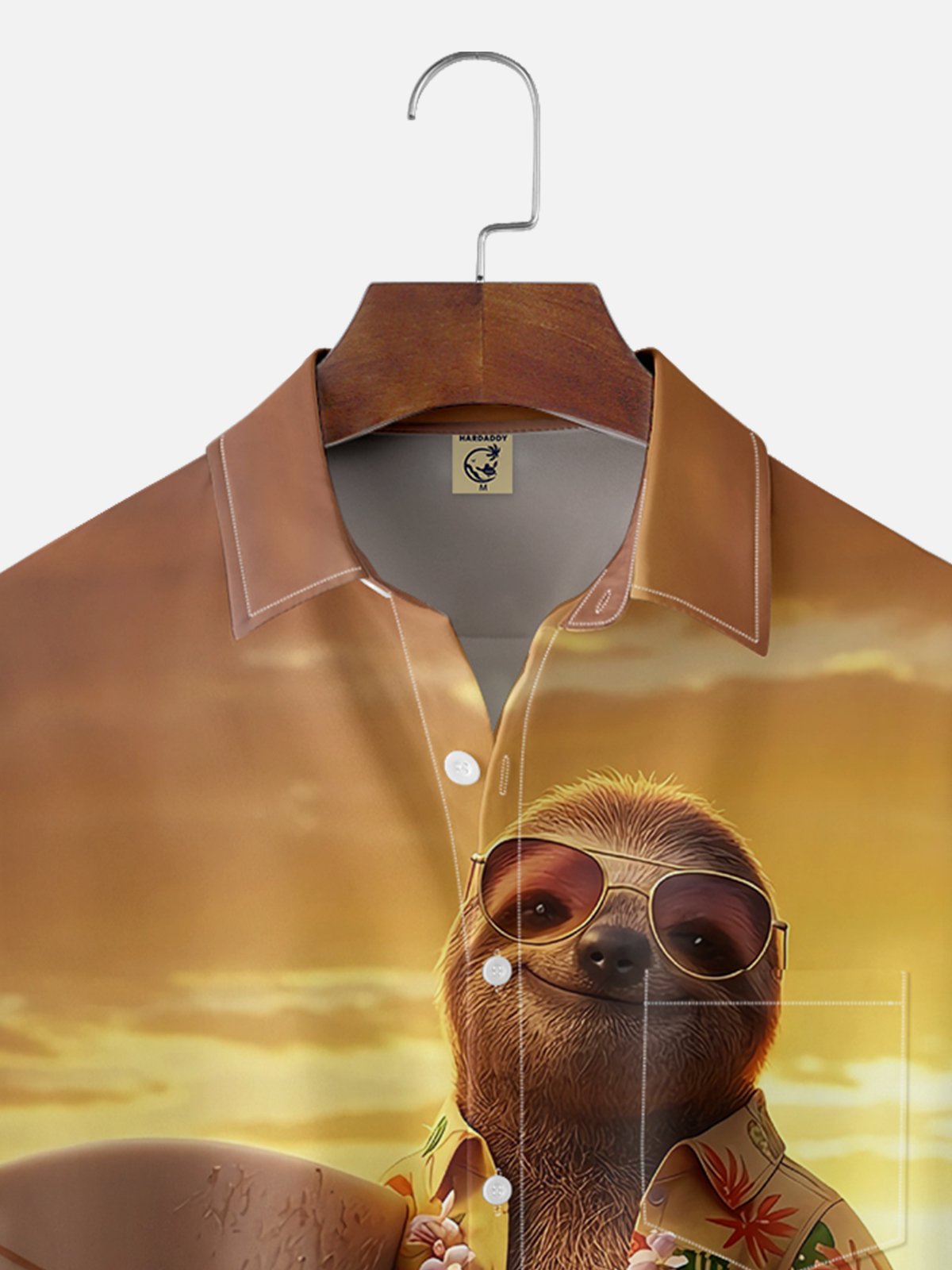 Moisture-wicking Funny Sloth Lightning Surfing Chest Pocket Hawaiian Shirt