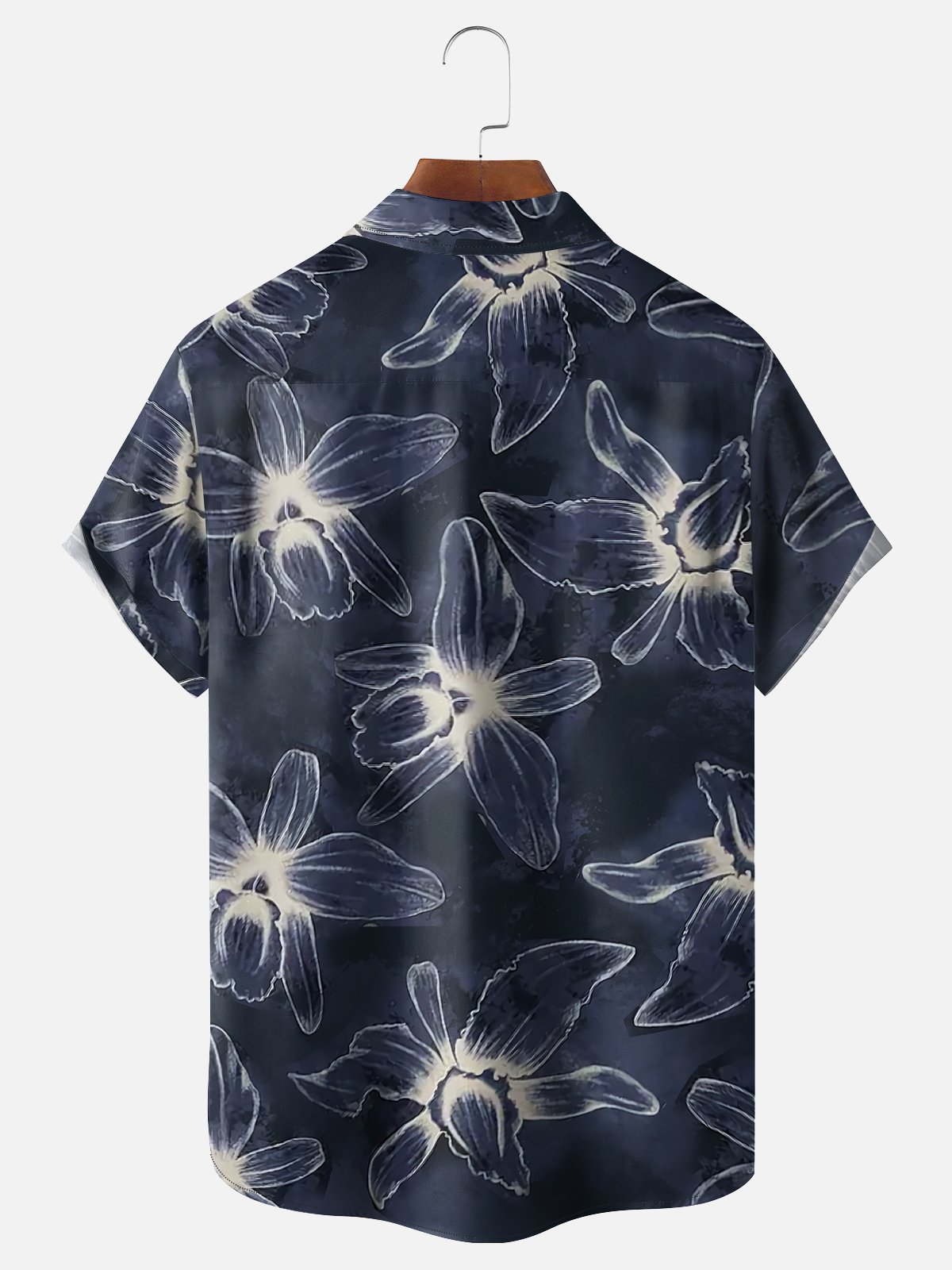 Moisture-wicking Vintage Classic Lotus Art White Lotus Chest Pocket Hawaiian Shirt