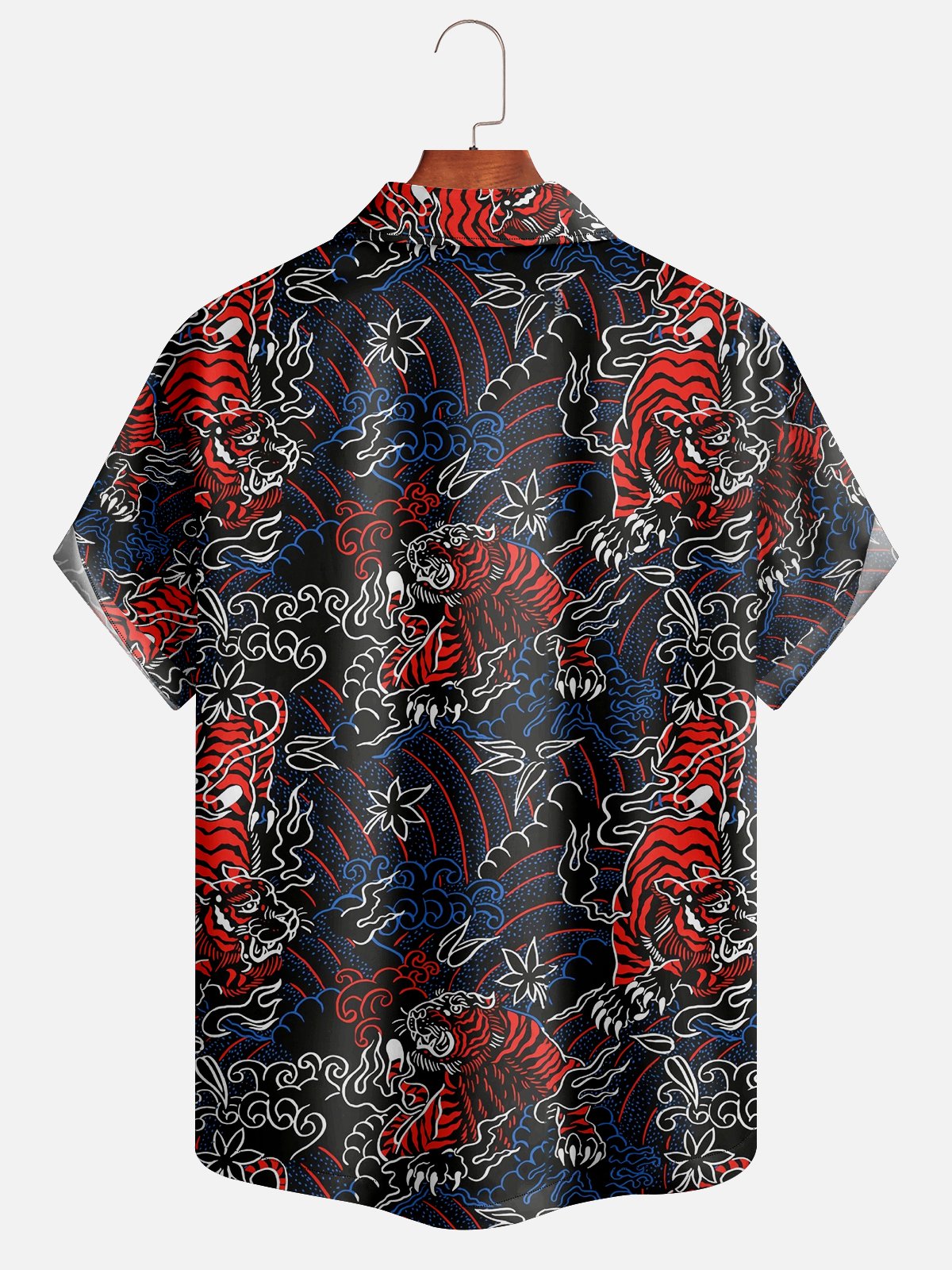 Moisture Wicking Plant Tiger Chest pocket Hawaiian Shirt