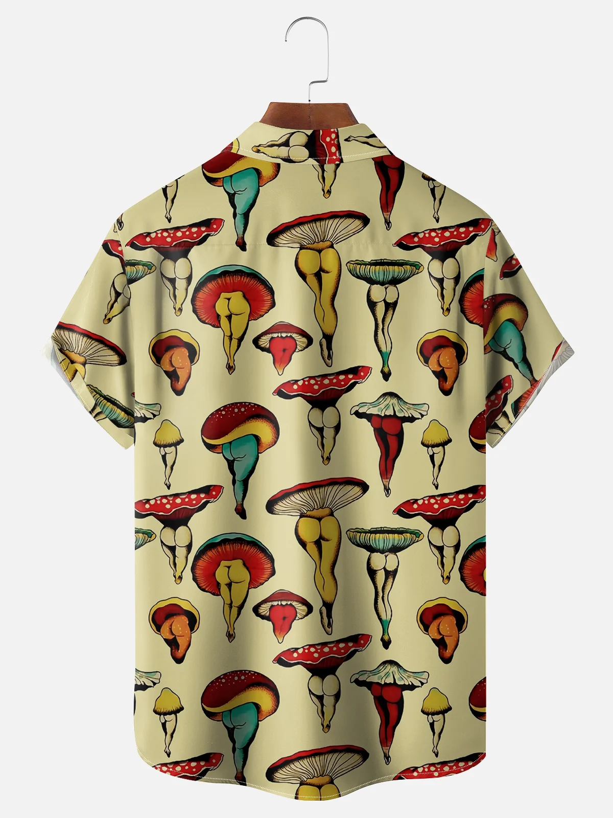 Moisture Wicking Skirt Mushroom Chest Pocket Hawaiian Shirt