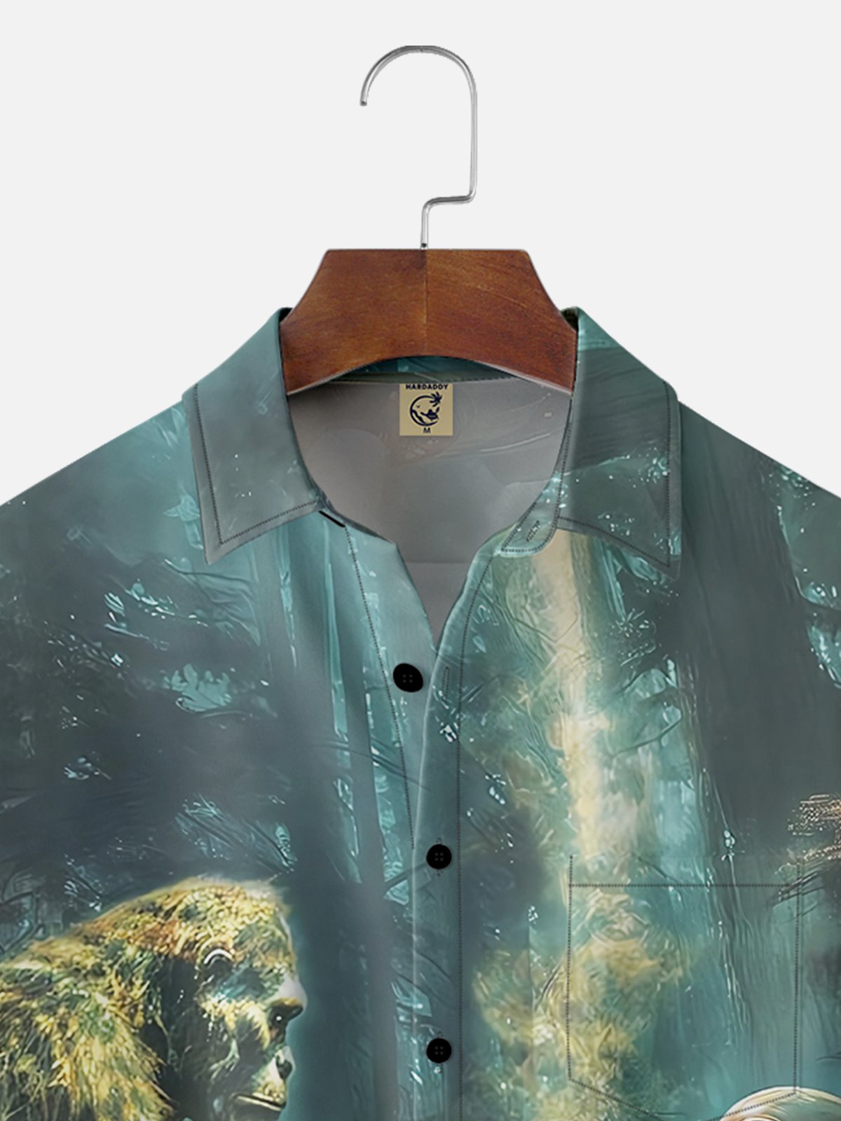 Moisture-wicking Bigfoot vs. Alien Chess Chest Pocket Hawaiian Shirt