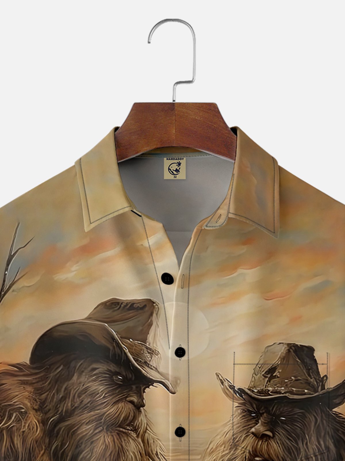 Moisture-wicking Bigfoot Playing Guitar Fun Art Chest Pocket Hawaiian Shirt