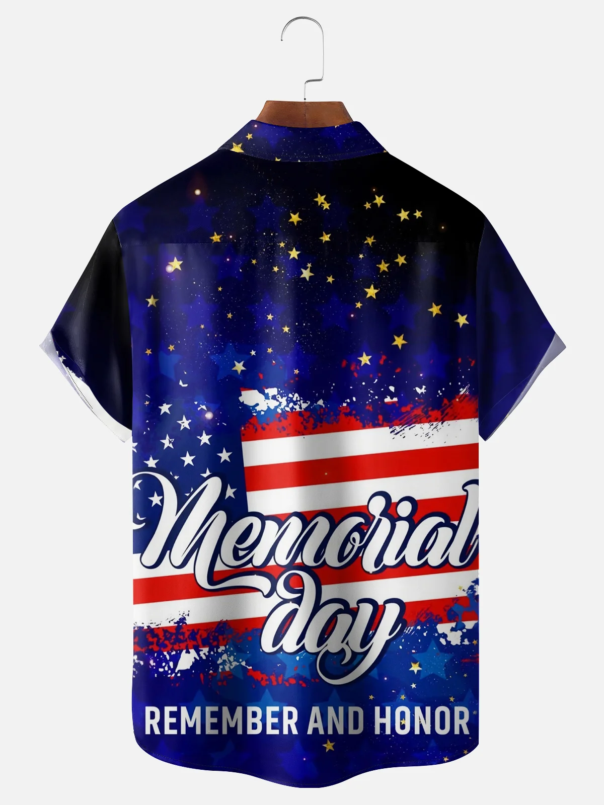 Moisture-wicking Memorial Day American Flag Chest Pocket Casual Shirt