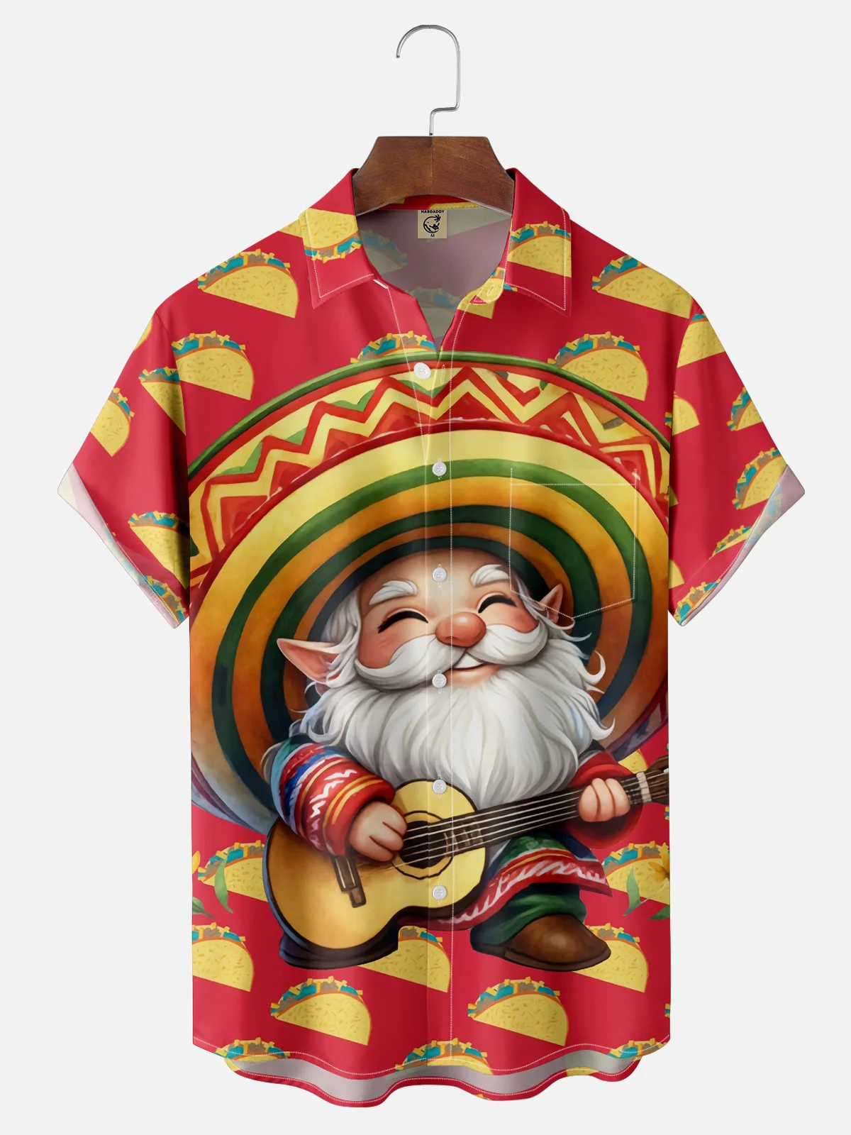 Moisture Wicking Cinco de Mayo Taco Big Hat Gnome Chest Pocket Hawaiian Shirt