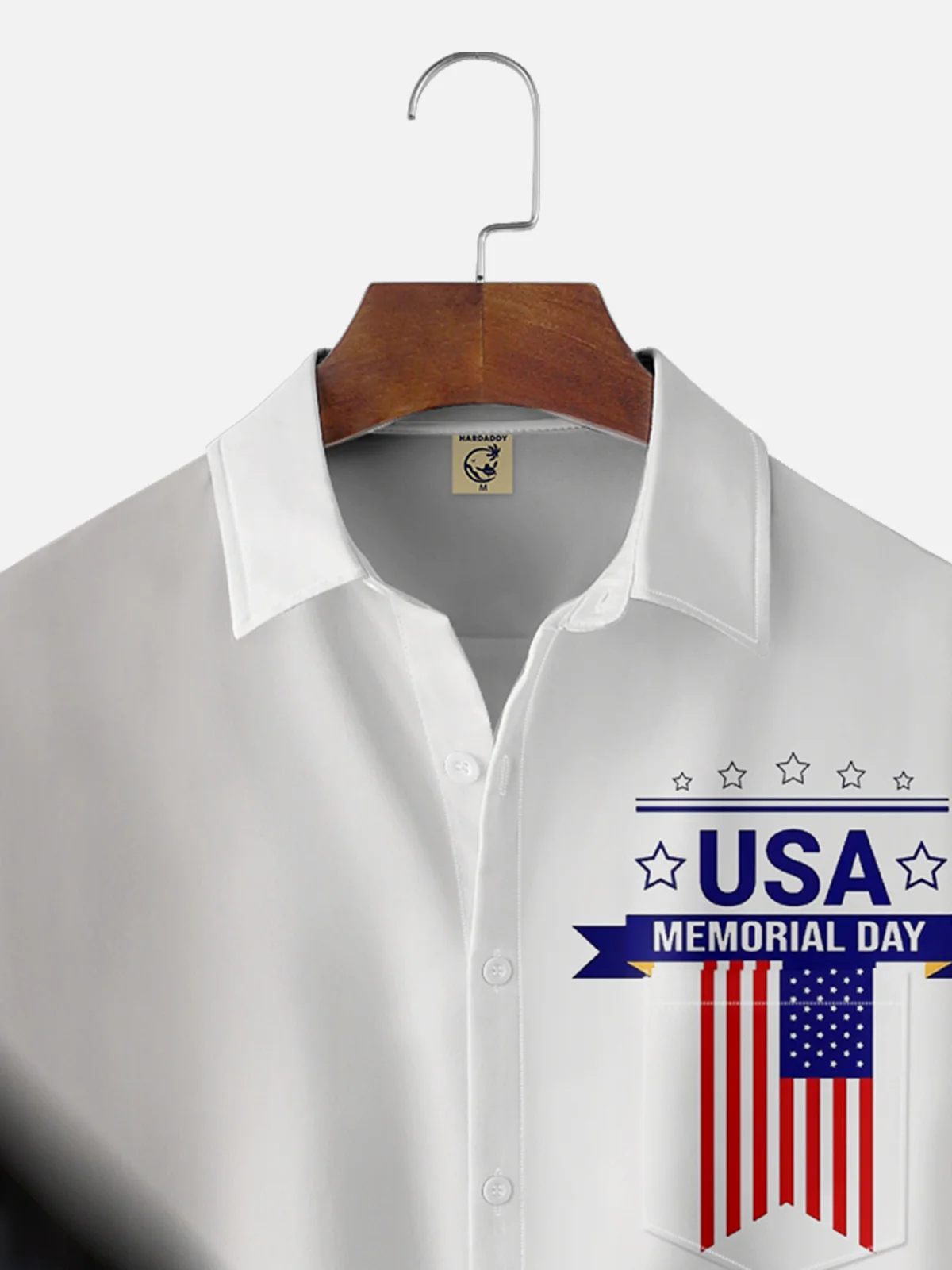 Moisture-wicking Memorial Day God Bless America Chest Pocket Casual Shirt