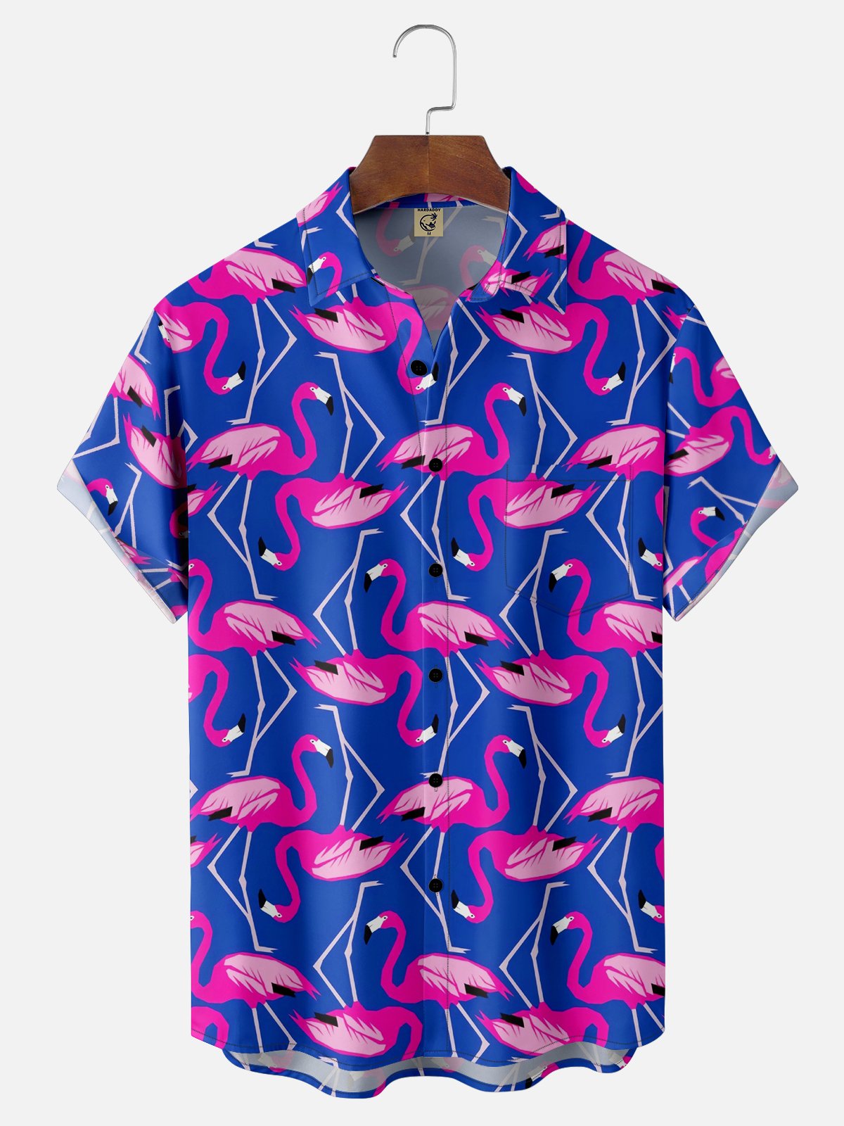 Moisture Wicking Flamingo Chest Pocket Hawaiian Shirt