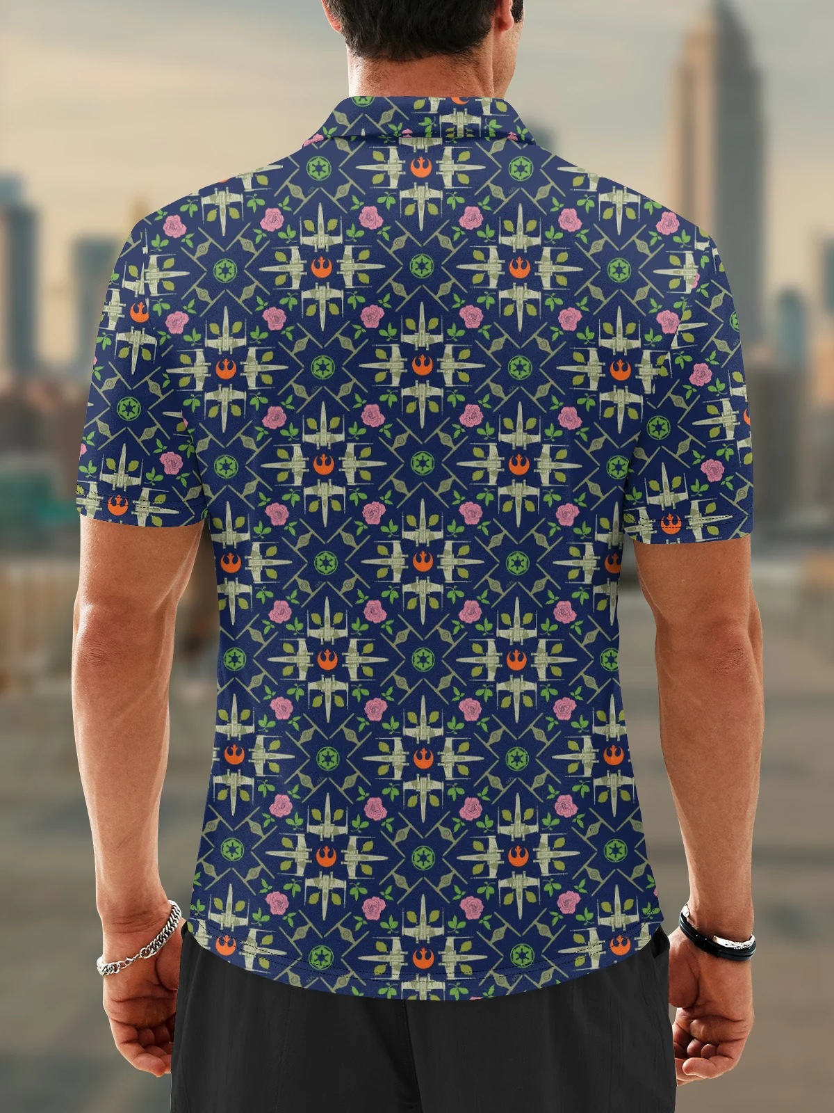 Moisture Wicking Star Spaceship Universe Golf Polo