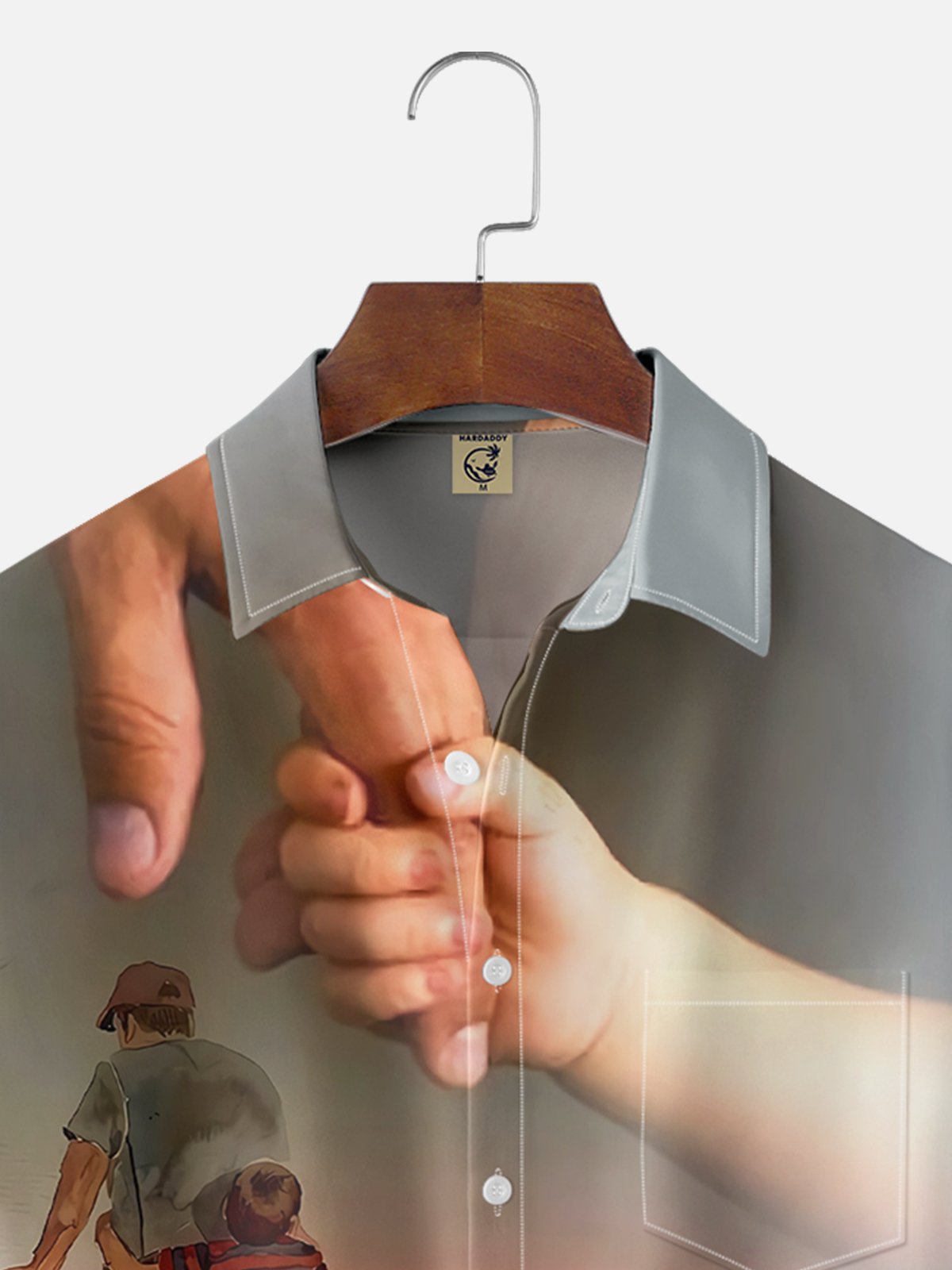 Moisture-wicking Happy Father's Day Great Father's Love Back Art Chest Pocket Casual Shirt
