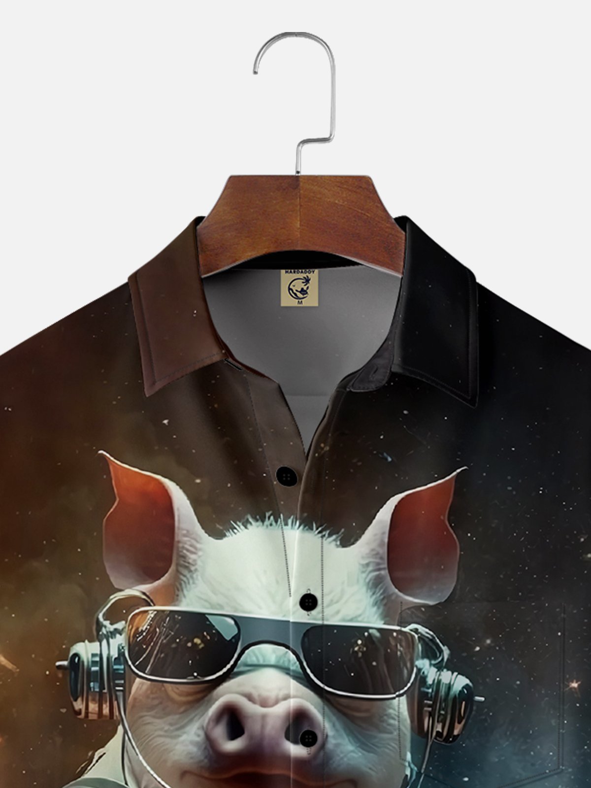 Moisture-wicking Music Festival Party Pig Bassist Chest Pocket Casual Shirt