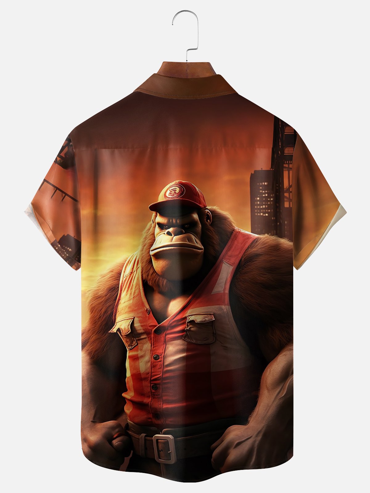 Moisture-wicking Bigfoot Gas Station Attendant Chest Pocket Hawaiian Shirt