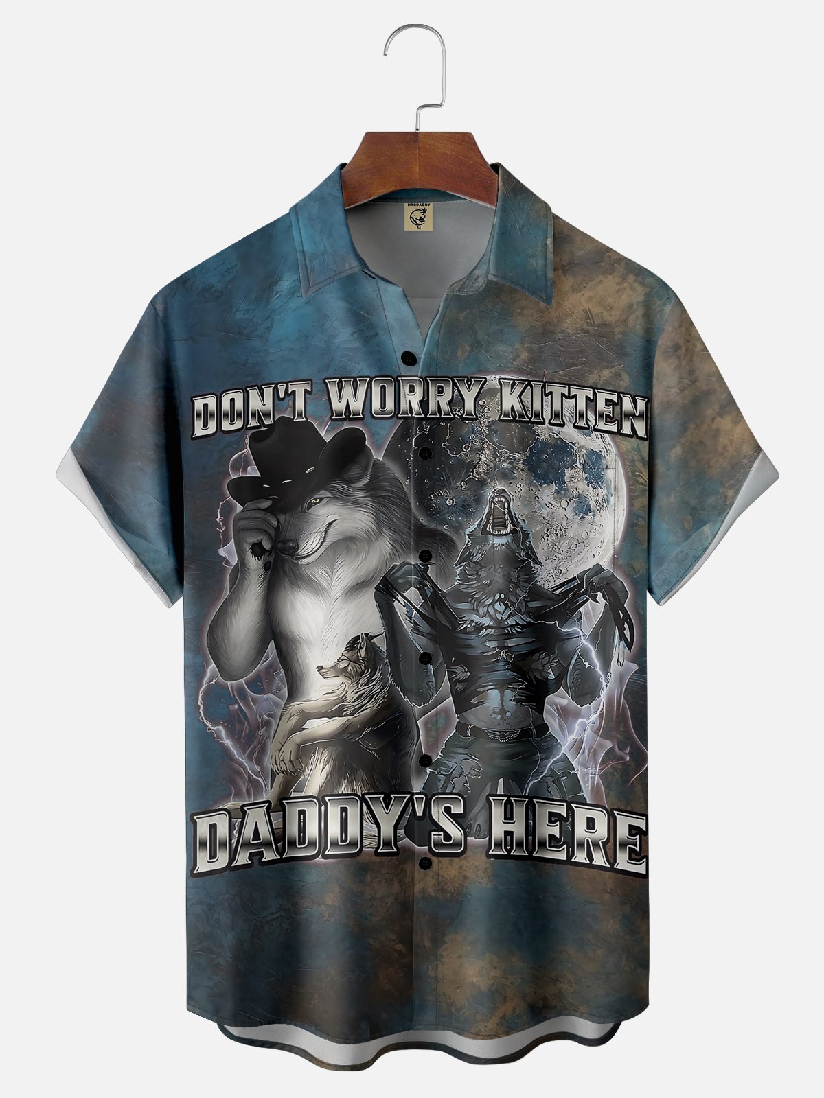 Moisture-wicking Father's Day Wolf Moon Funny Chest Pocket Casual Shirt