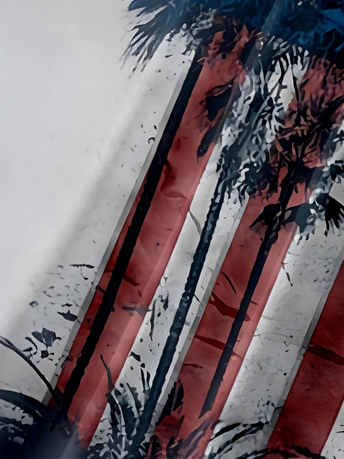 Moisture Wicking USA Flag Coconut Tree Chest Pocket Hawaiian Shirt