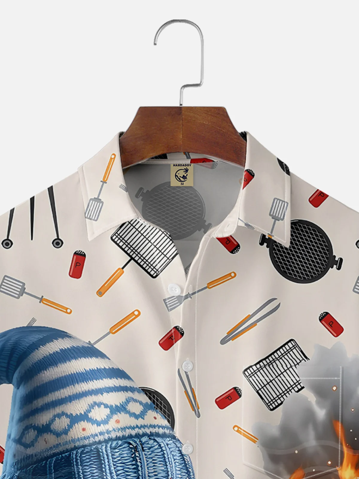 Moisture-wicking BBQ Festival Party Carnival Dwarf BBQ Art Chest Pocket Casual Shirt