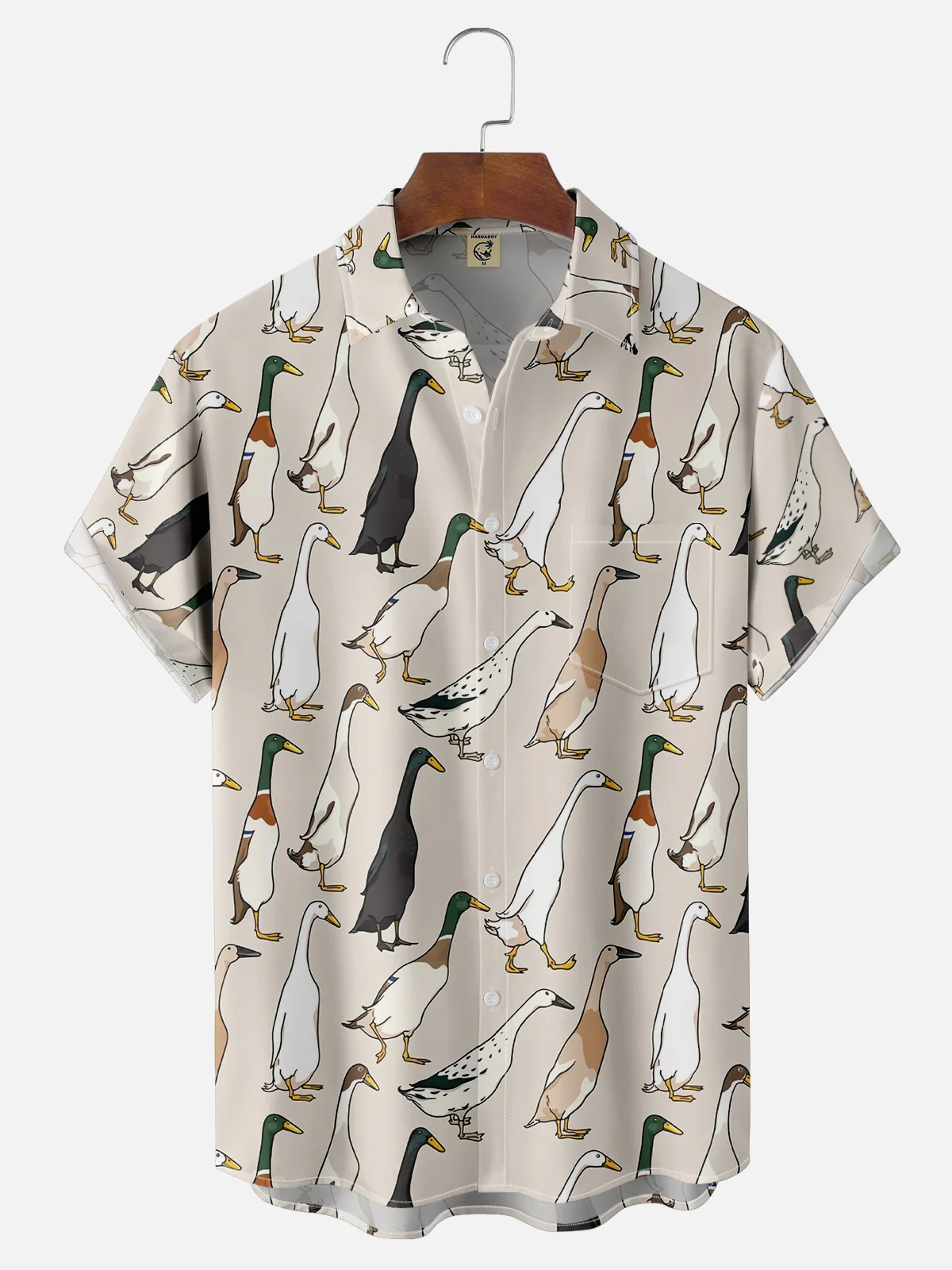 Moisture-wicking Duck Goose Cartoon Funny Chest Pocket Casual Shirt