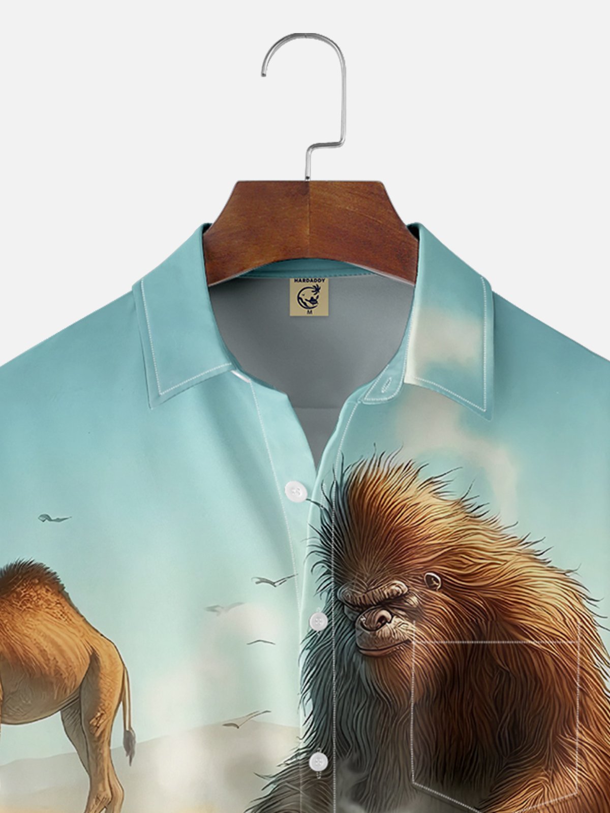 Moisture-wicking Bigfoot Desert Brewing Coffee Chest Pocket Hawaiian Shirt