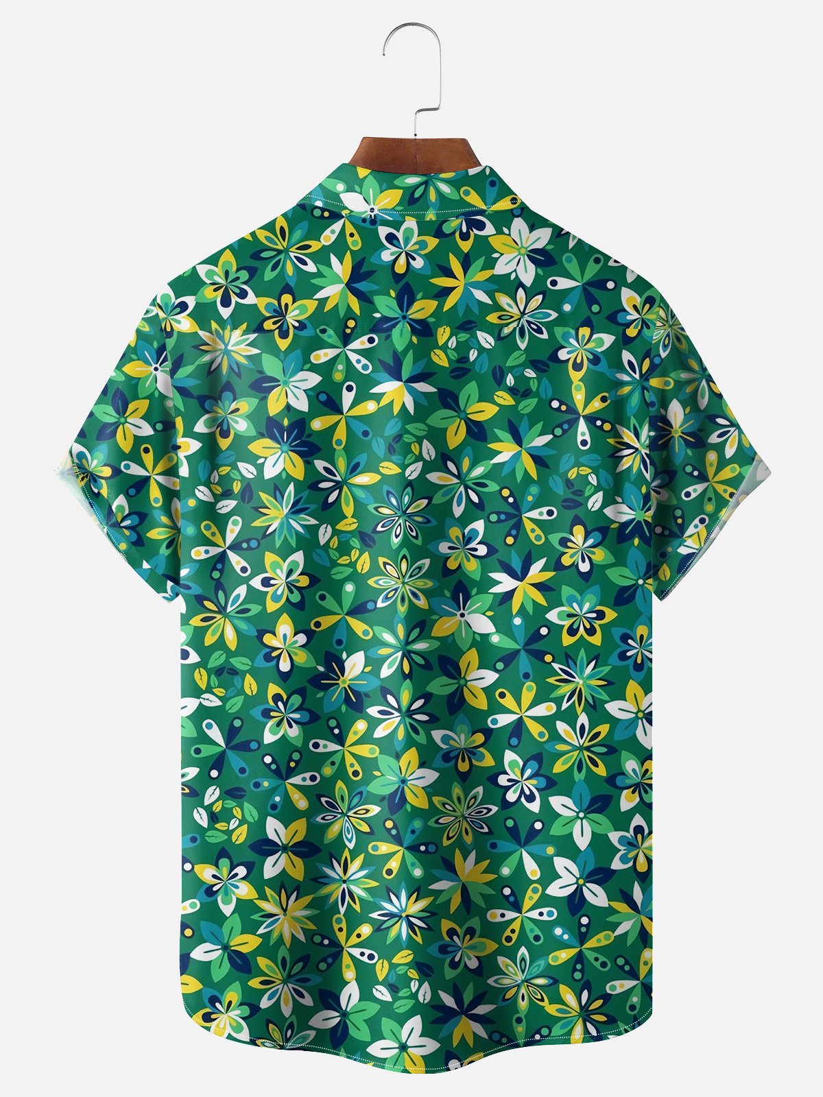 Moisture-wicking Artistic Geometric Flowers Chest Pocket Casual Shirt