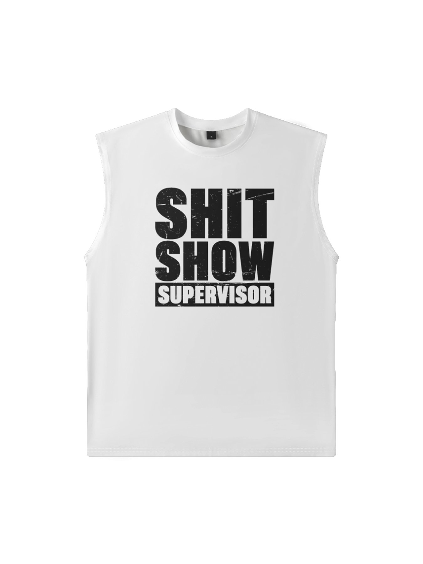 Mens Crewneck Tank Tops Shit Show Supervisor Beach Sleeveless Shirt