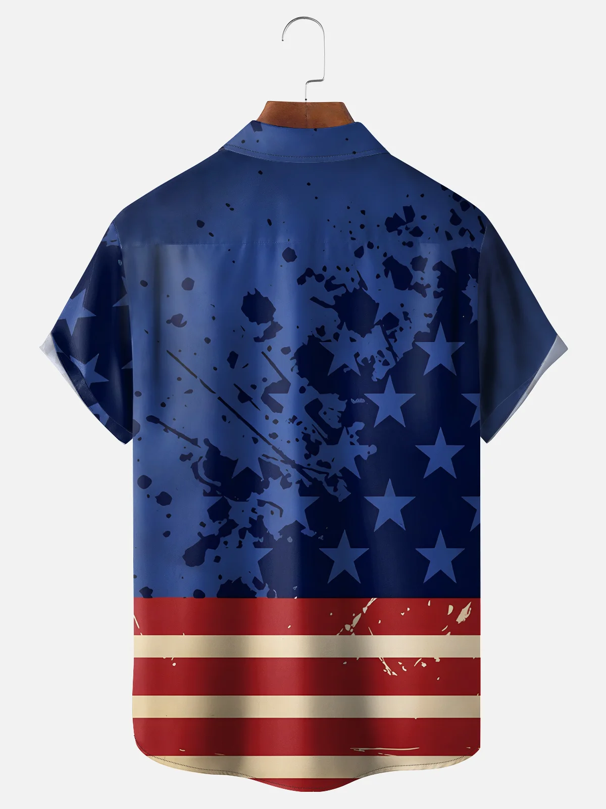 Moisture-wicking Independence Day Rooster American Flag Chest Pocket Casual Shirt