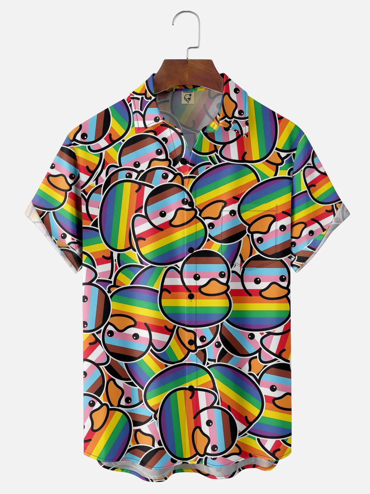 Moisture-wicking LGBT Pride Month Rainbow Duck Chest Pocket Casual Shirt
