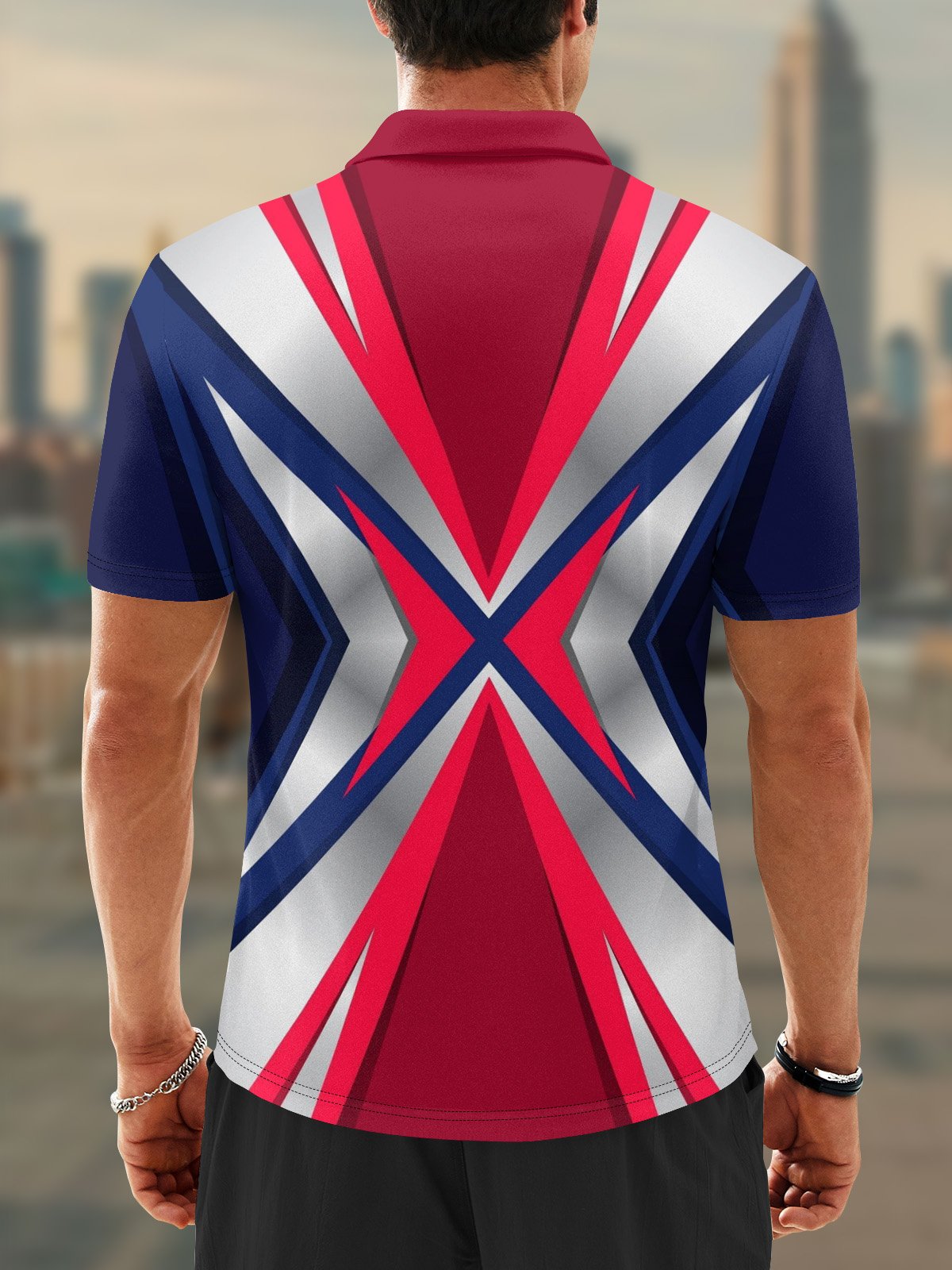 Moisture Wicking Artistic Geometry Golf Polo