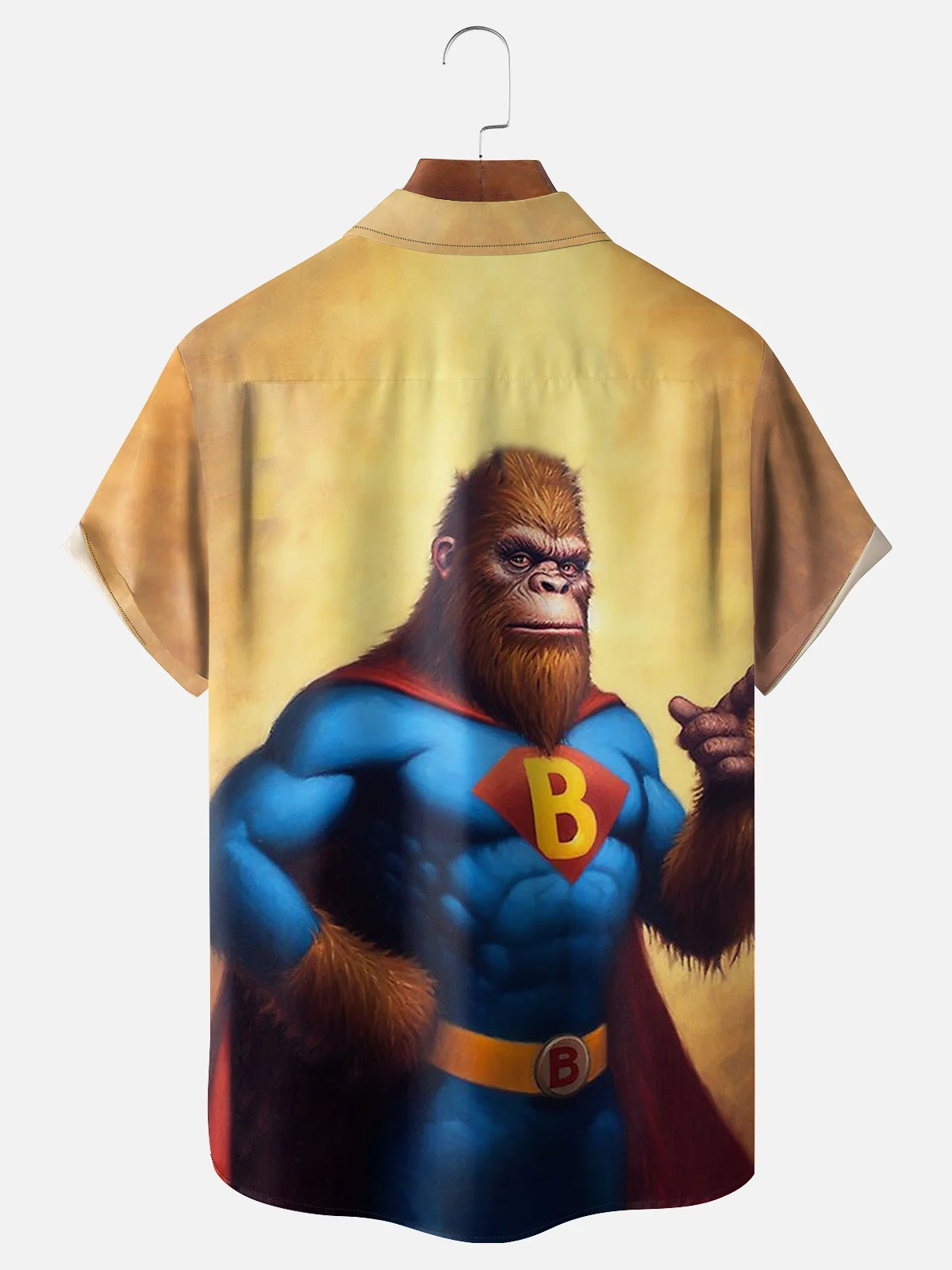 Moisture-wicking Fun Super Bigfoot Hero Chest Pocket Hawaiian Shirt