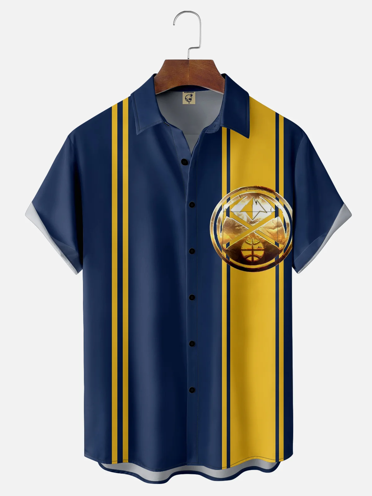 Moisture-wicking USA Basketball Denver Nuggets Art Abstract Chest Pocket Bowling Shirt