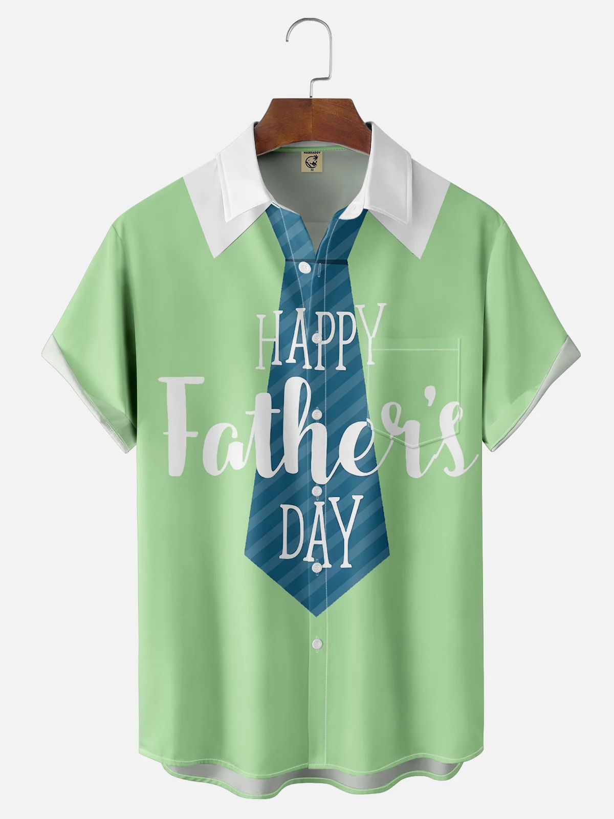 Moisture-wicking Happy Father's Day Multicolor Chest Pocket Casual Shirt