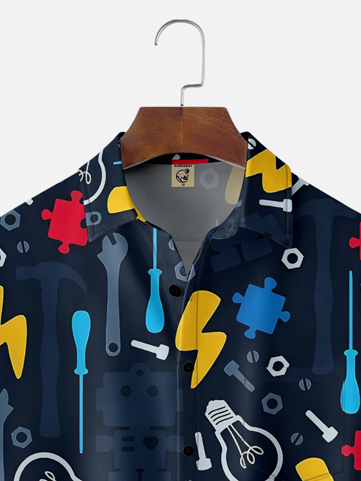 Moisture-wicking Robot Fun Smart Lightning Chest Pocket Casual Shirt