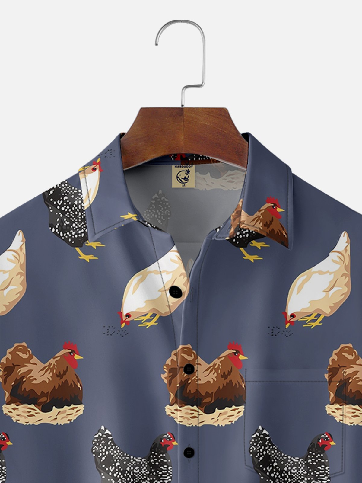 Moisture-wicking Funny Chicken Chest Pocket Hawaiian Shirt