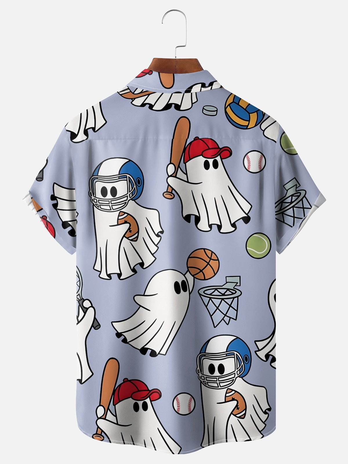 Moisture-wicking Ghost Football Baseball Football Fun Chest Pocket Casual Shirt