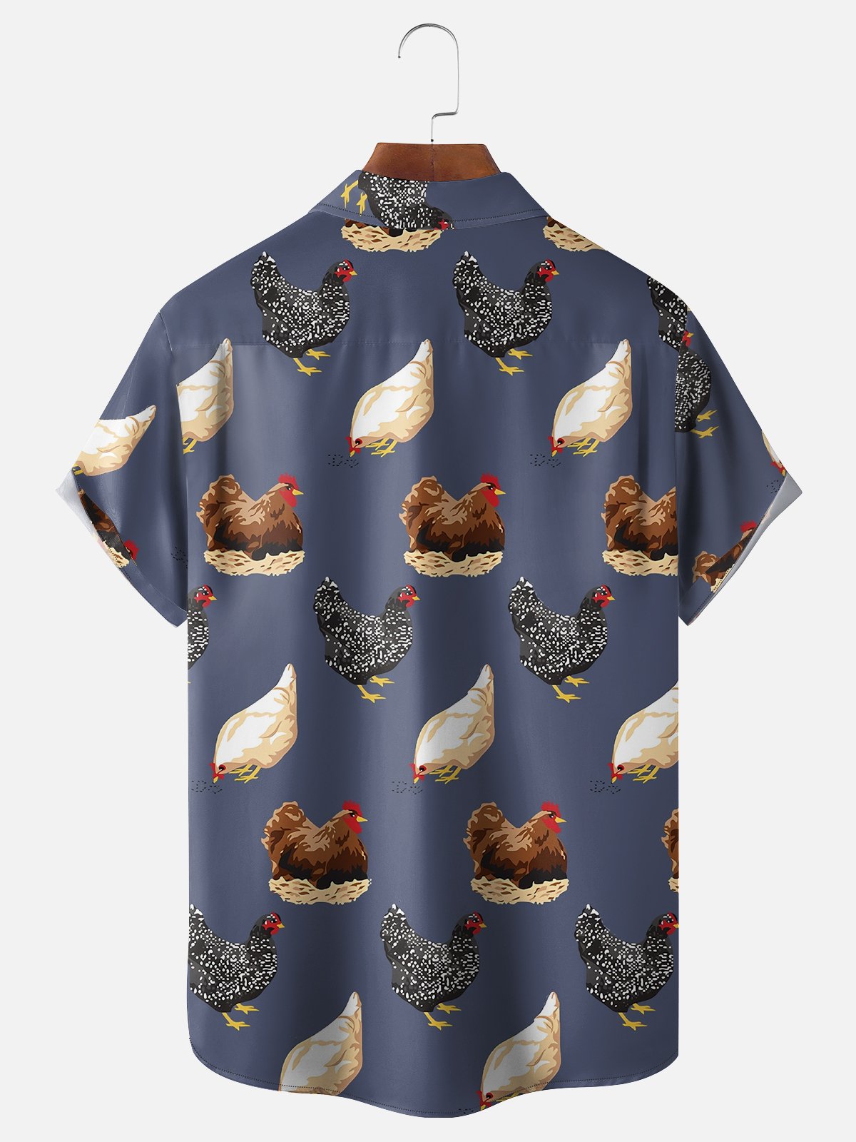 Moisture-wicking Funny Chicken Chest Pocket Hawaiian Shirt