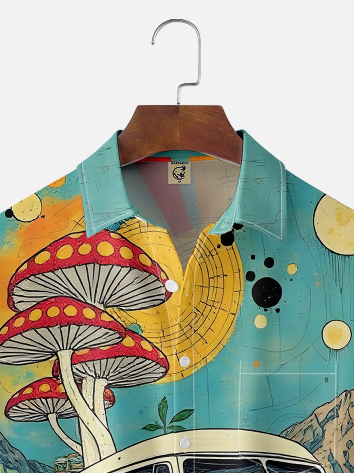 Moisture-wicking Hippie Mushroom Car Chest Pocket Casual Shirt