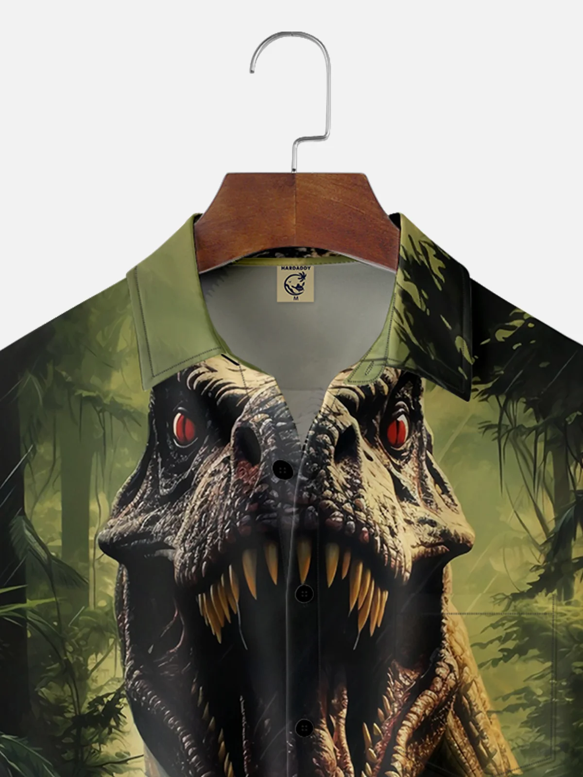 Moisture-wicking Dinosaur Art Fun Chest Pocket Hawaiian Shirt