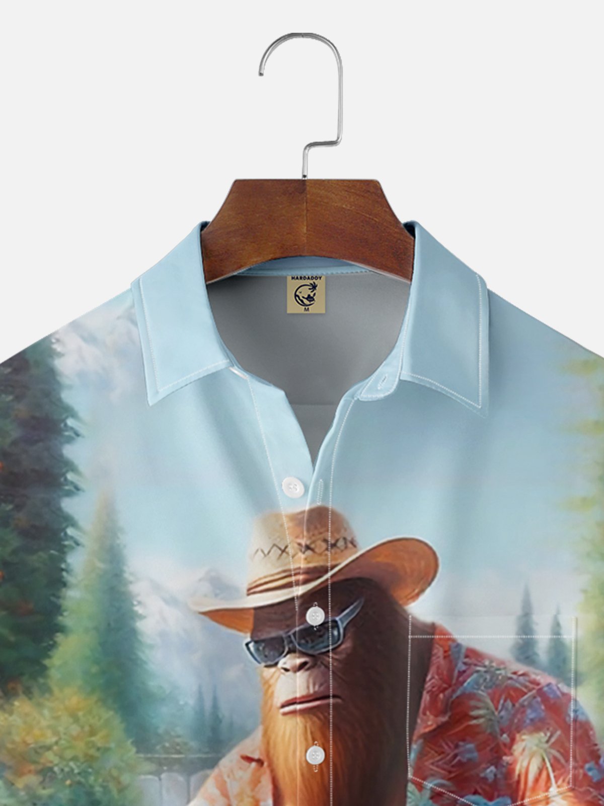Moisture-wicking Funny Bigfoot BBQ Party Chest Pocket Hawaiian Shirt