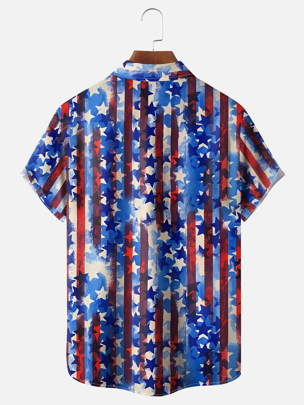 Moisture-wicking American Flag Bigfoot Art Independence Day Chest Pocket Casual Shirt