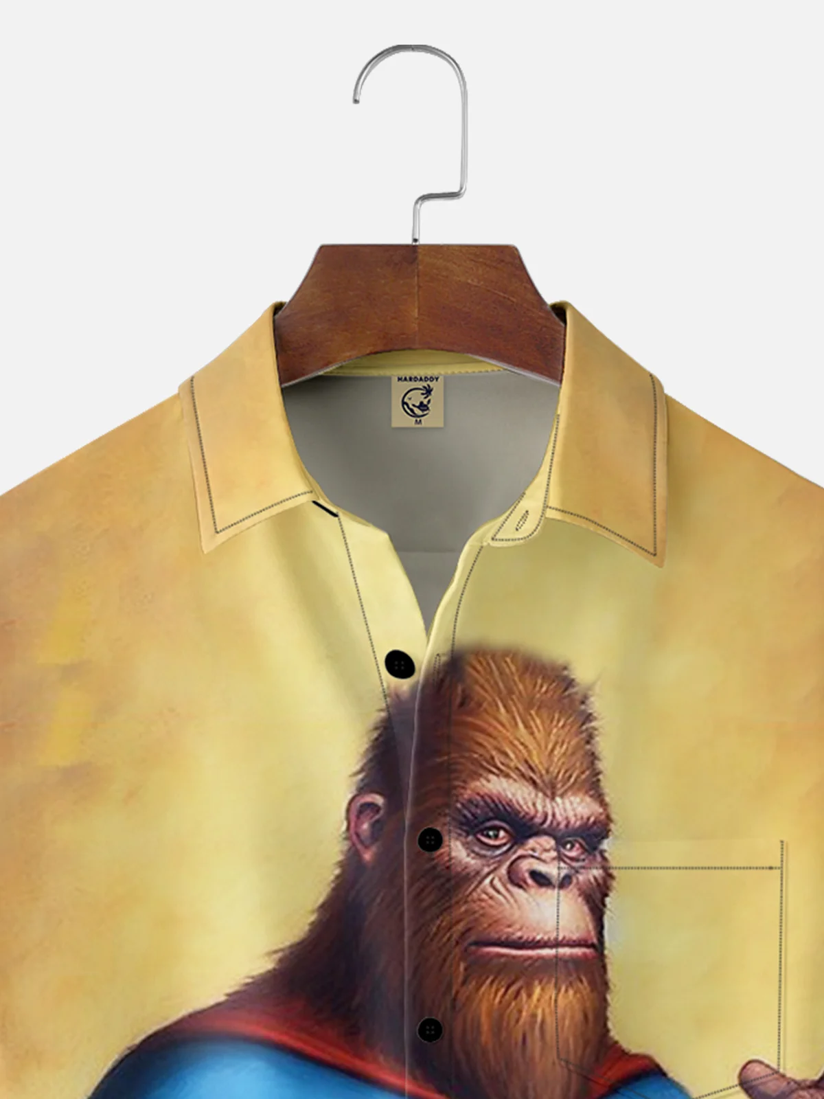Moisture-wicking Fun Super Bigfoot Hero Chest Pocket Hawaiian Shirt
