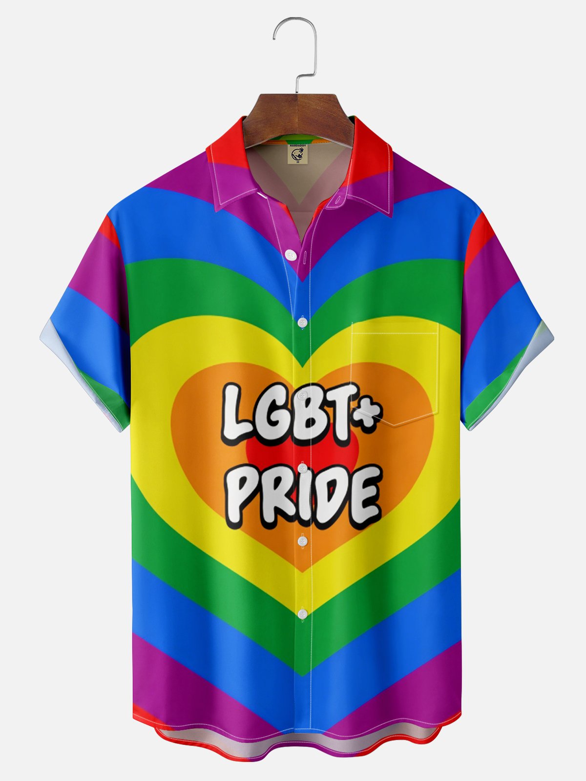 Moisture-wicking LGBT Pride Month Heart Chest Pocket Casual Shirt