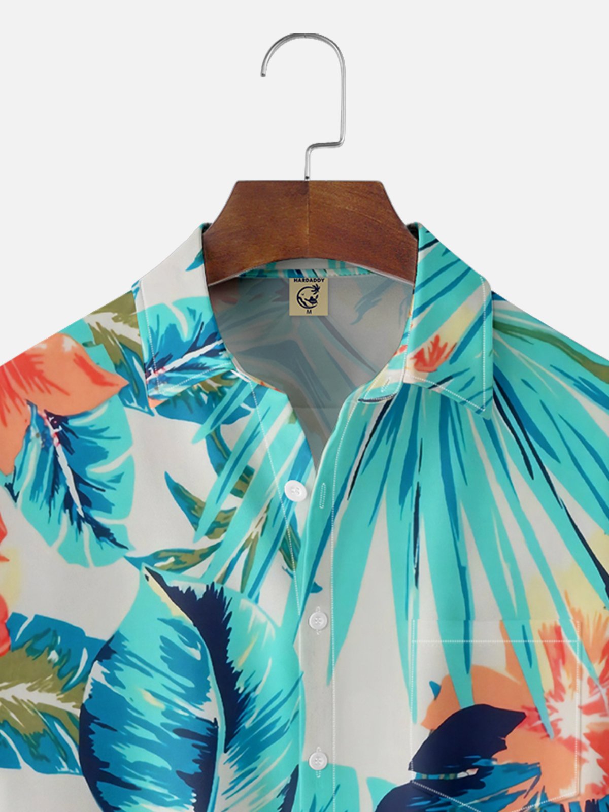 Moisture-wicking Tropical Floral Chest Pocket Hawaiian Shirt