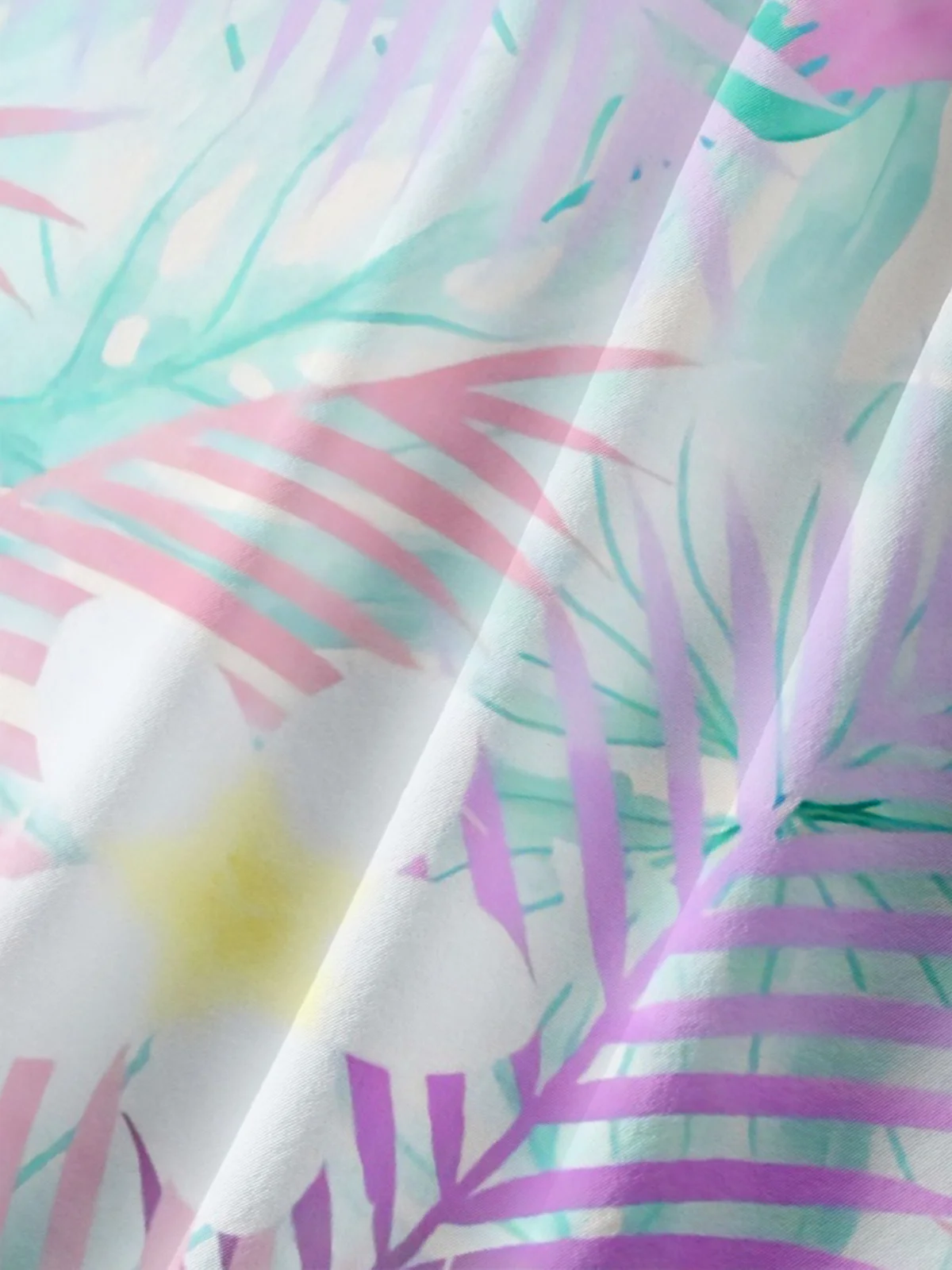 Moisture-wicking Palm Tree Hibiscus Flower Chest Pocket Hawaiian Shirt