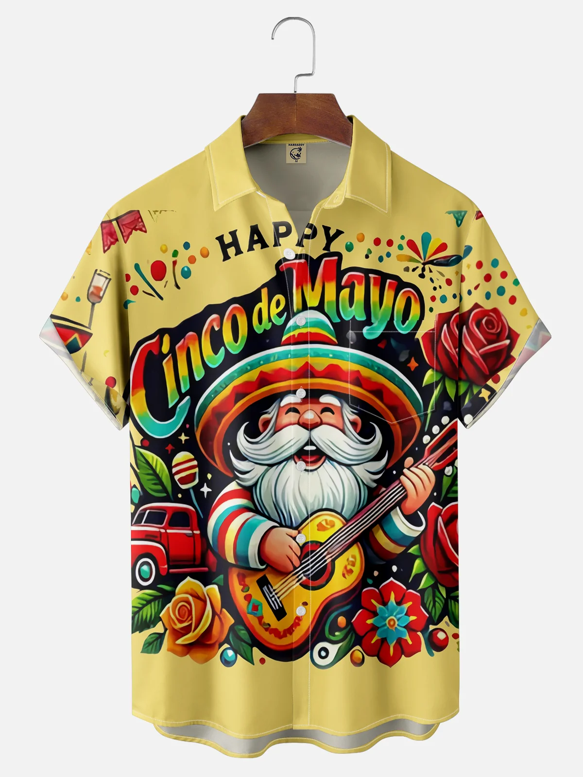 Moisture Wicking Cinco De Mayo Big Hat Gnome Chest Pocket Hawaiian Shirt